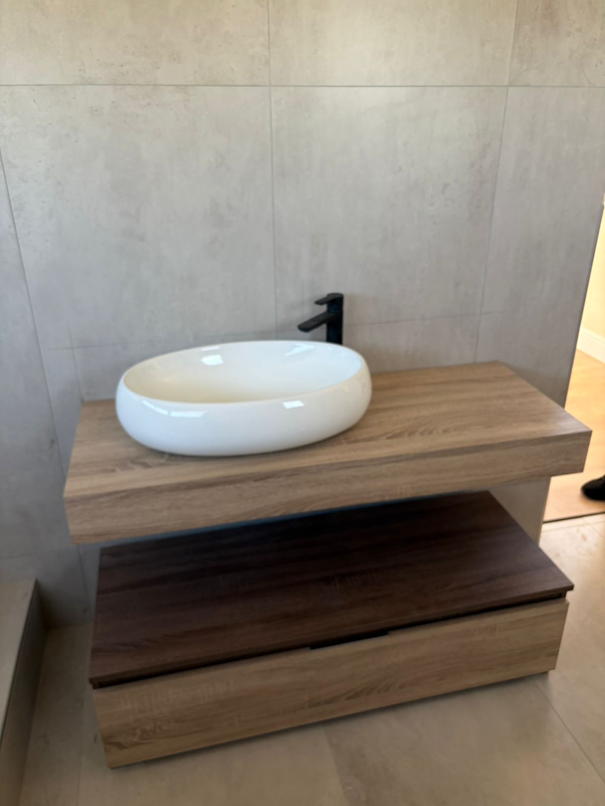 Single bathroom vanity after renovation