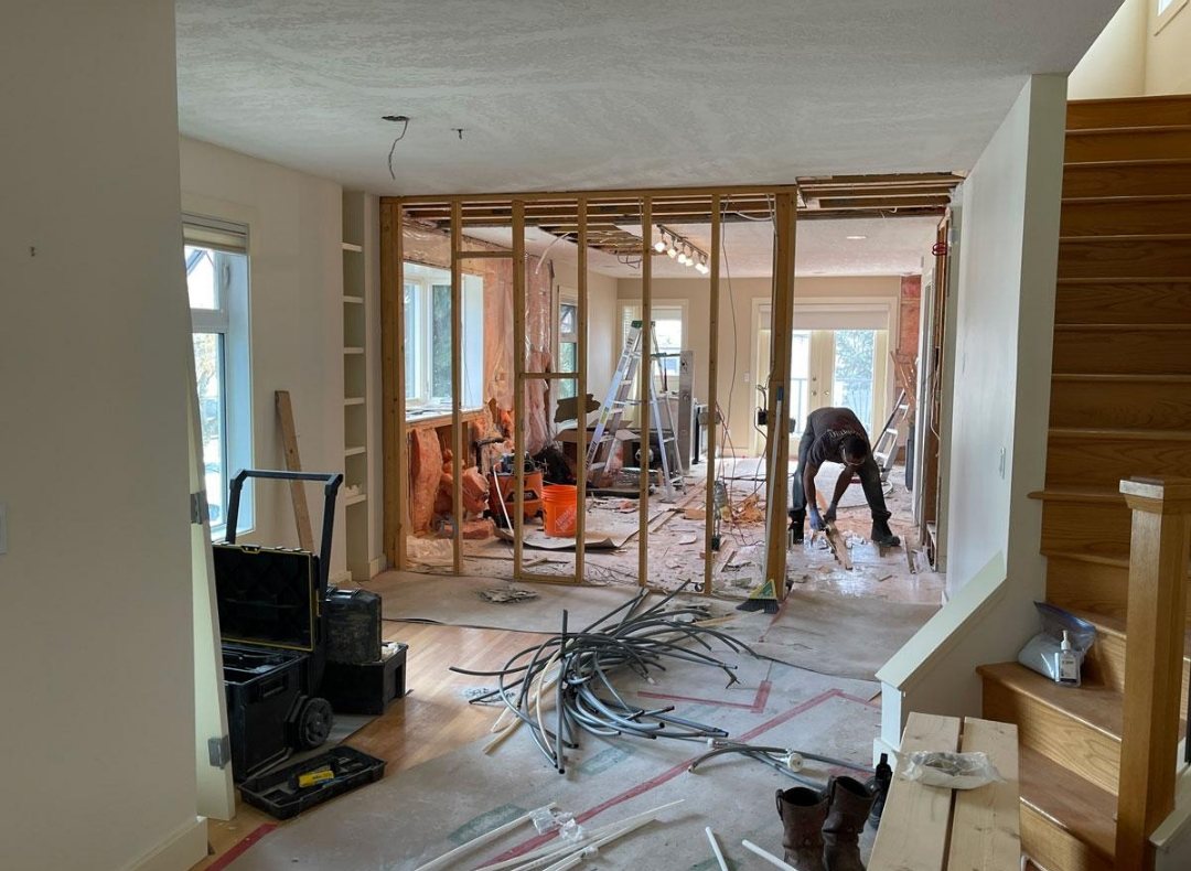 Interior renovation and framing work in progress